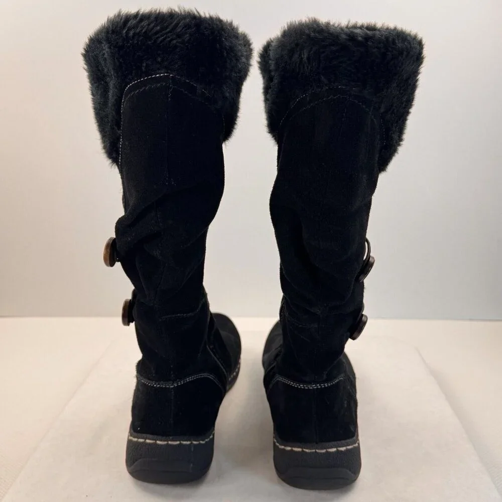 Bare Traps Womens Black Esha Leather Upper Faux Fur Mid Calf Boots Size 9M - Picture 4 of 15